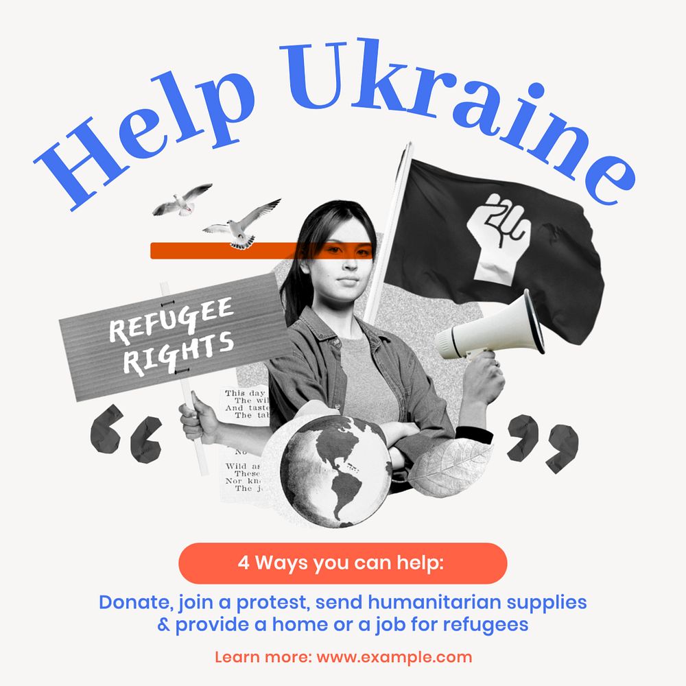 Help Ukraine Instagram post template, editable text