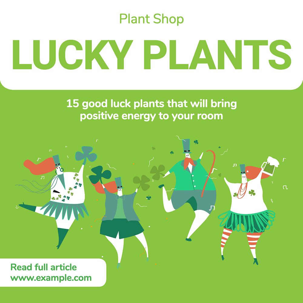 Lucky plants Instagram post template, editable text