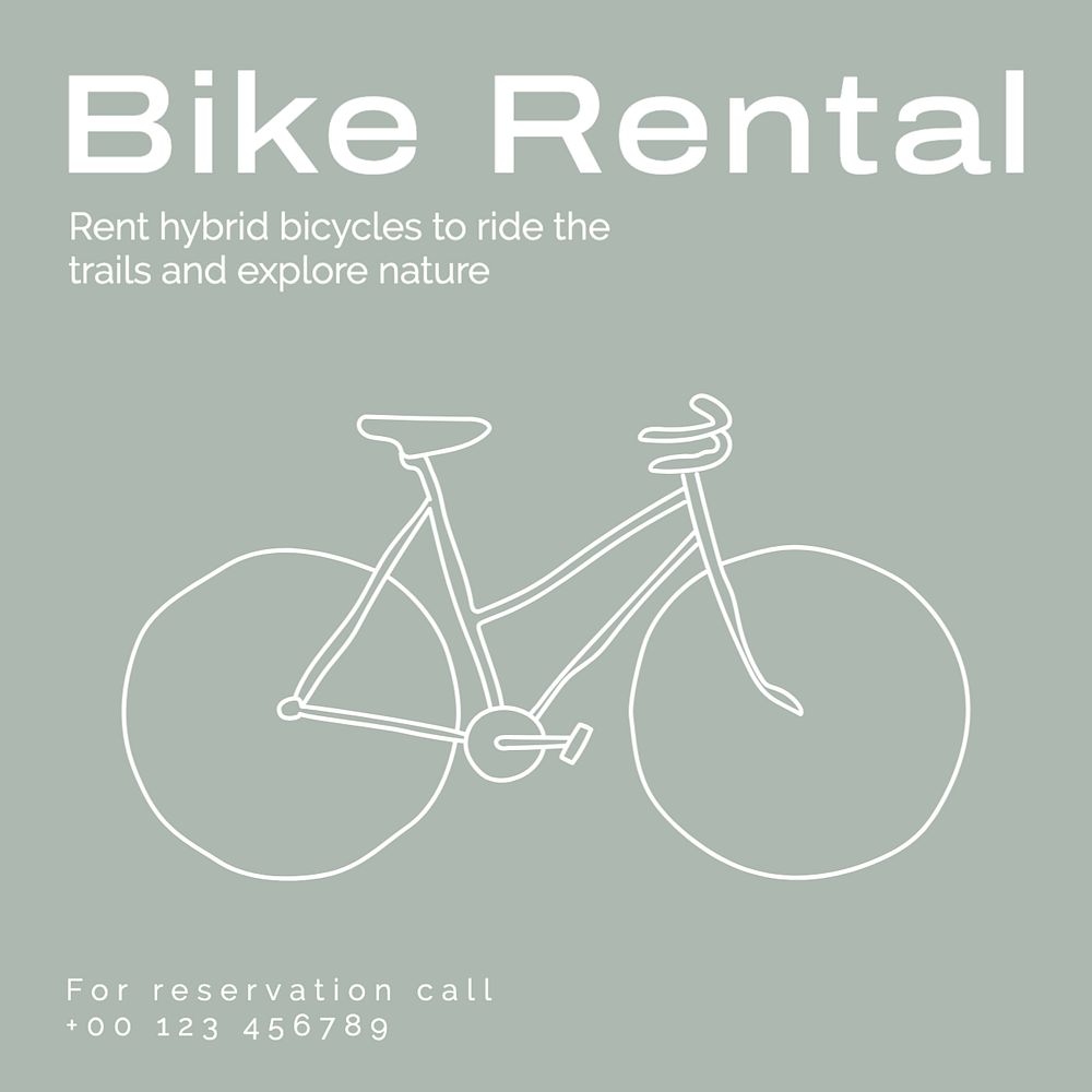 Bike rental Instagram post template, editable text