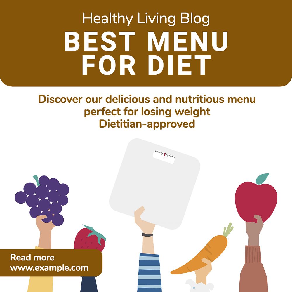 Diet menu Instagram post template, editable text