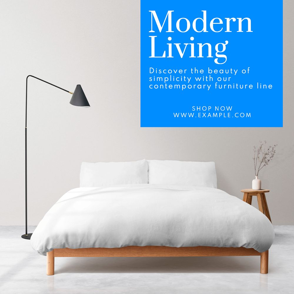 Modern living Instagram post template, editable text