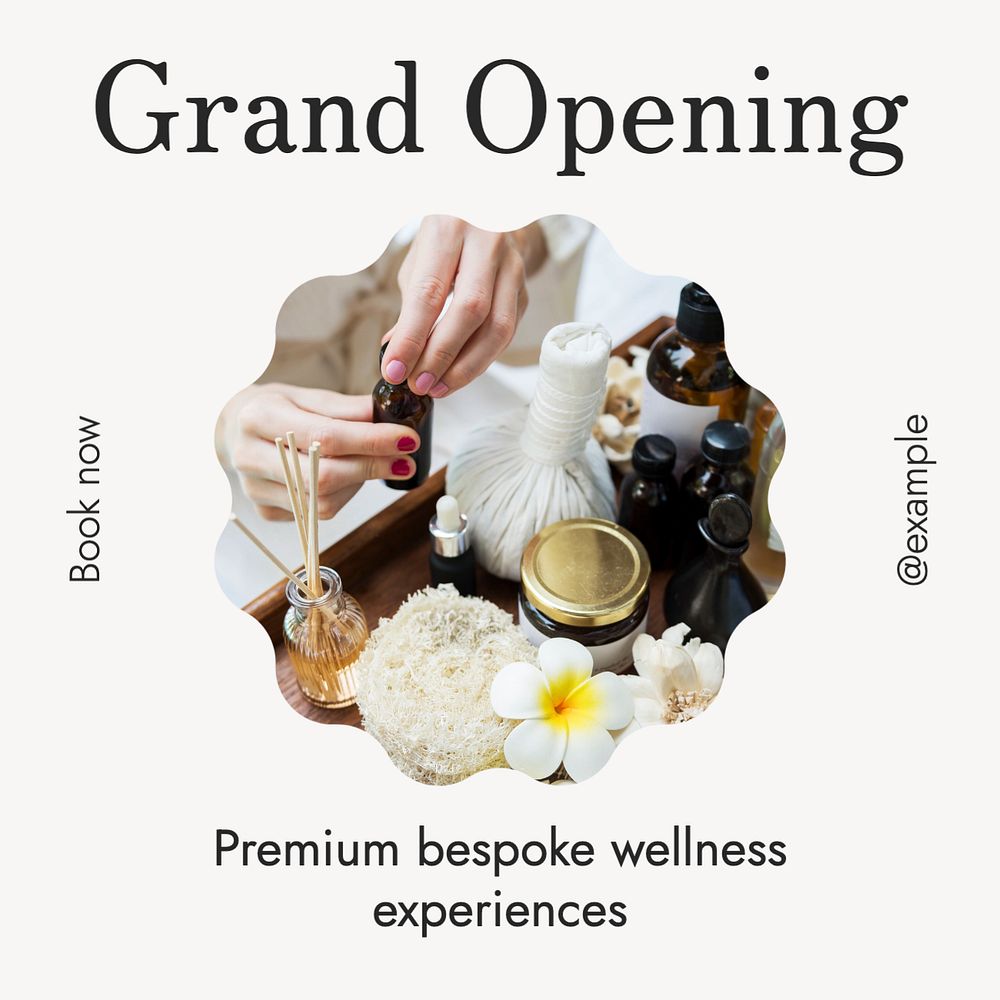 Grand opening Instagram post template, editable text