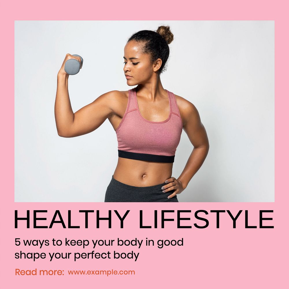 Healthy Lifestyle Instagram post template, editable text