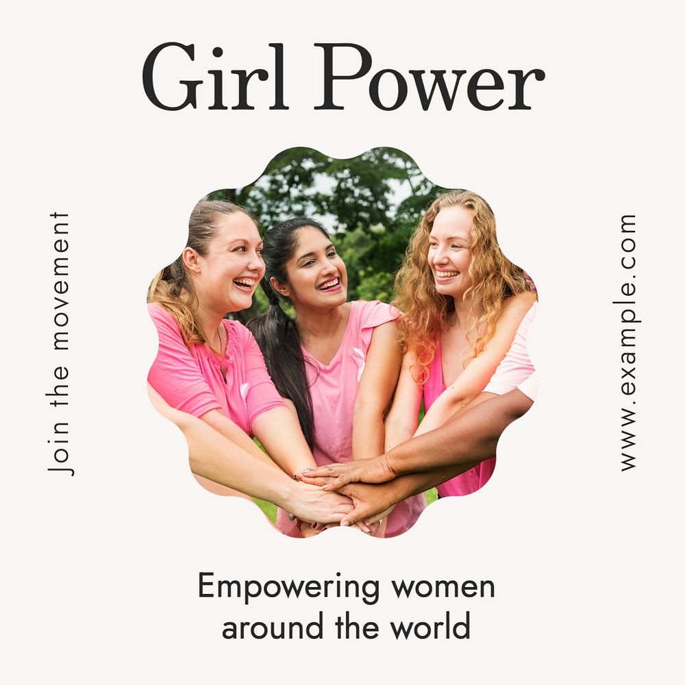 Girl power Instagram post template, editable text