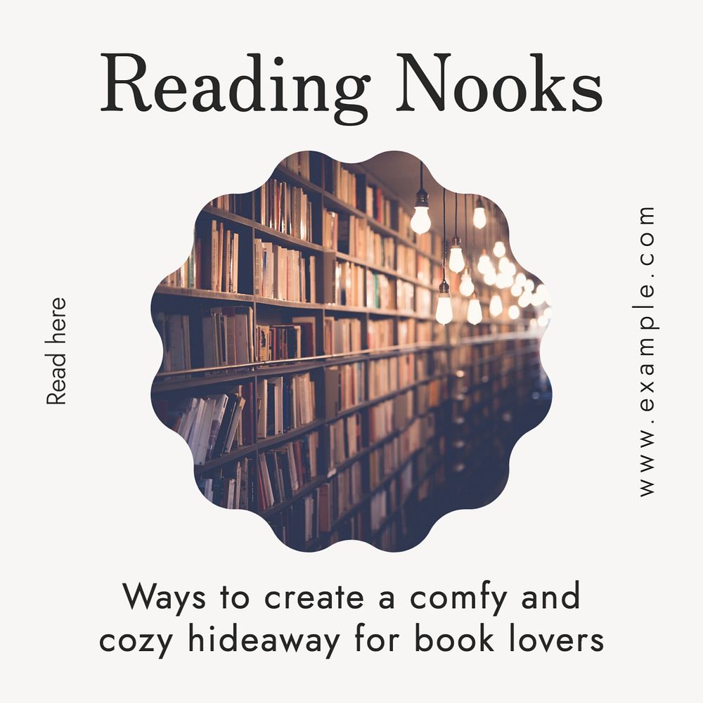 Reading nooks Instagram post template, editable text