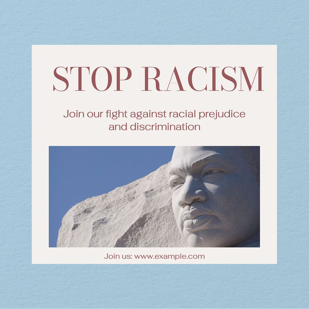 Stop racism Instagram post template, editable text