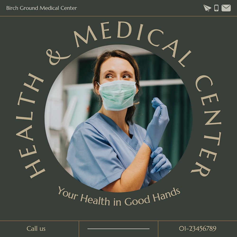 Health & medical center Instagram post template, editable text