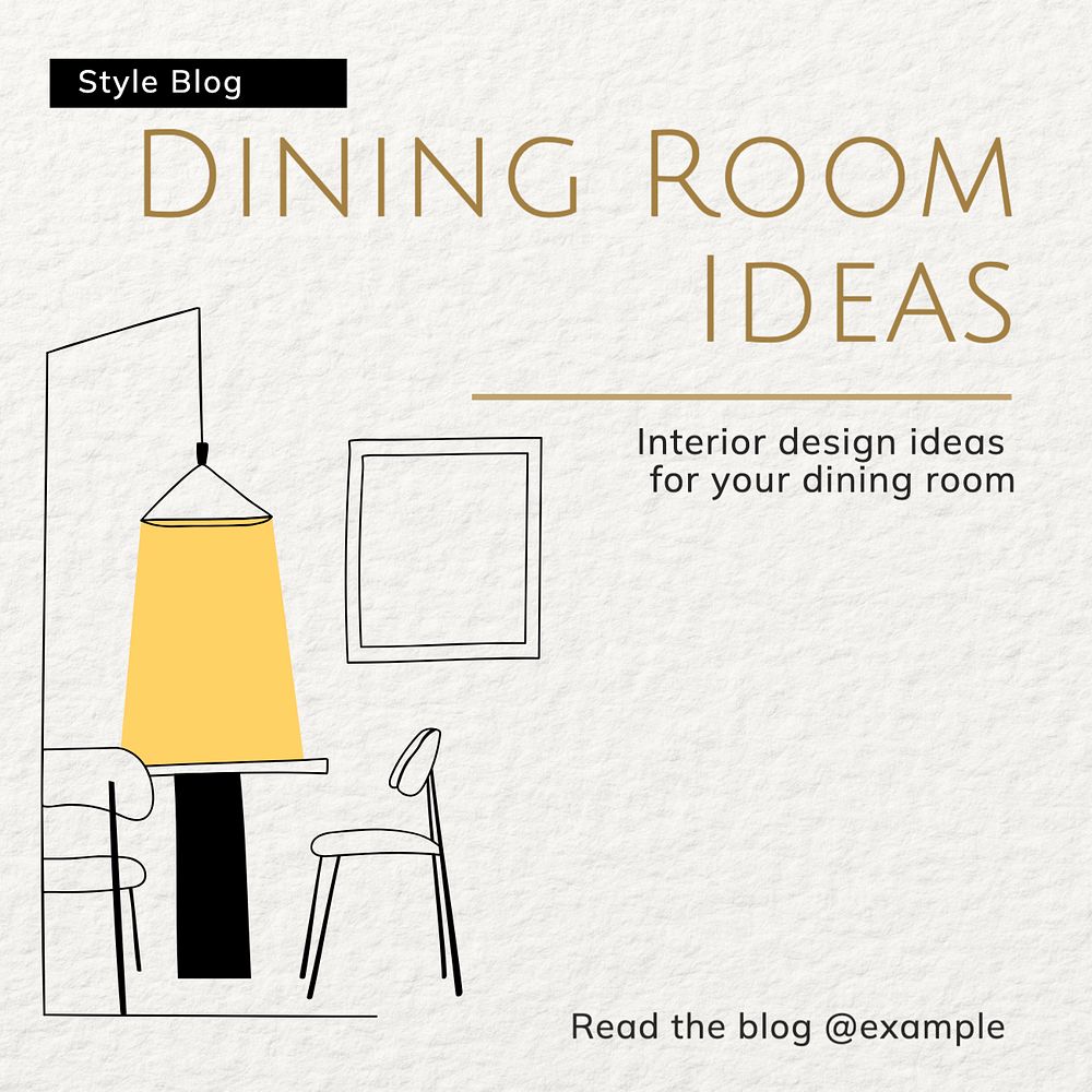 Dining room ideas Instagram post template, editable text