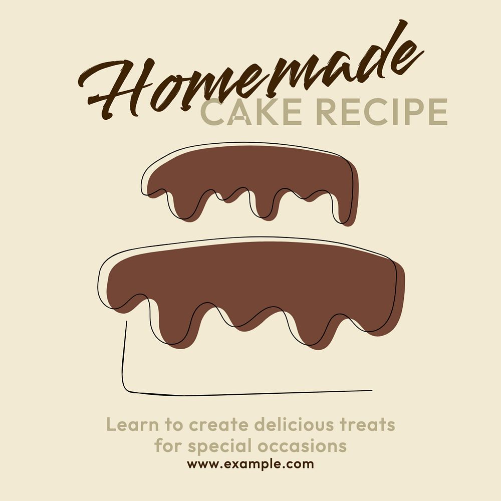 Homemade recipe Instagram post template, editable text