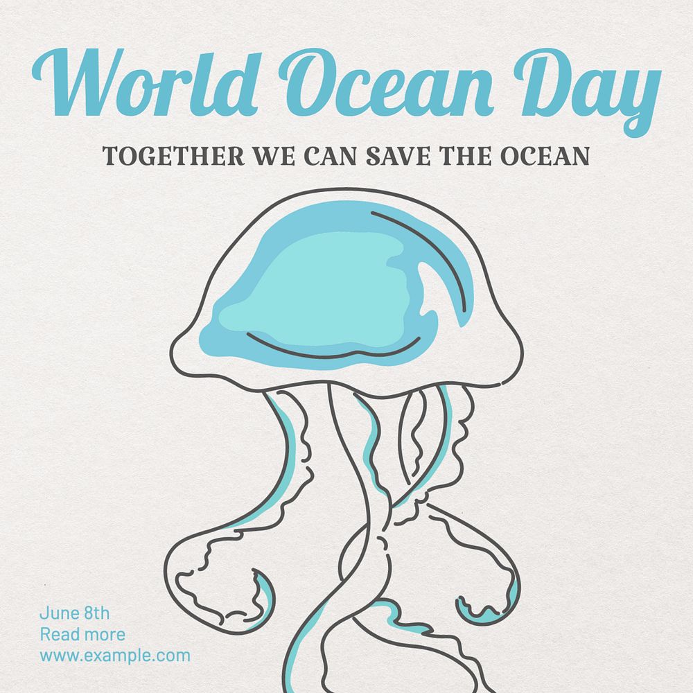 World ocean day Instagram post template, editable text