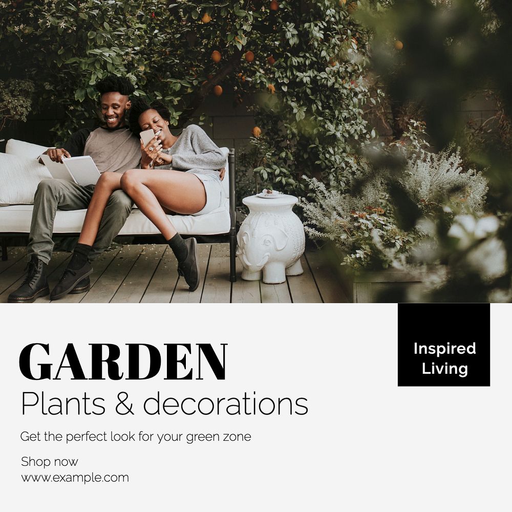 Garden Instagram post template, editable text