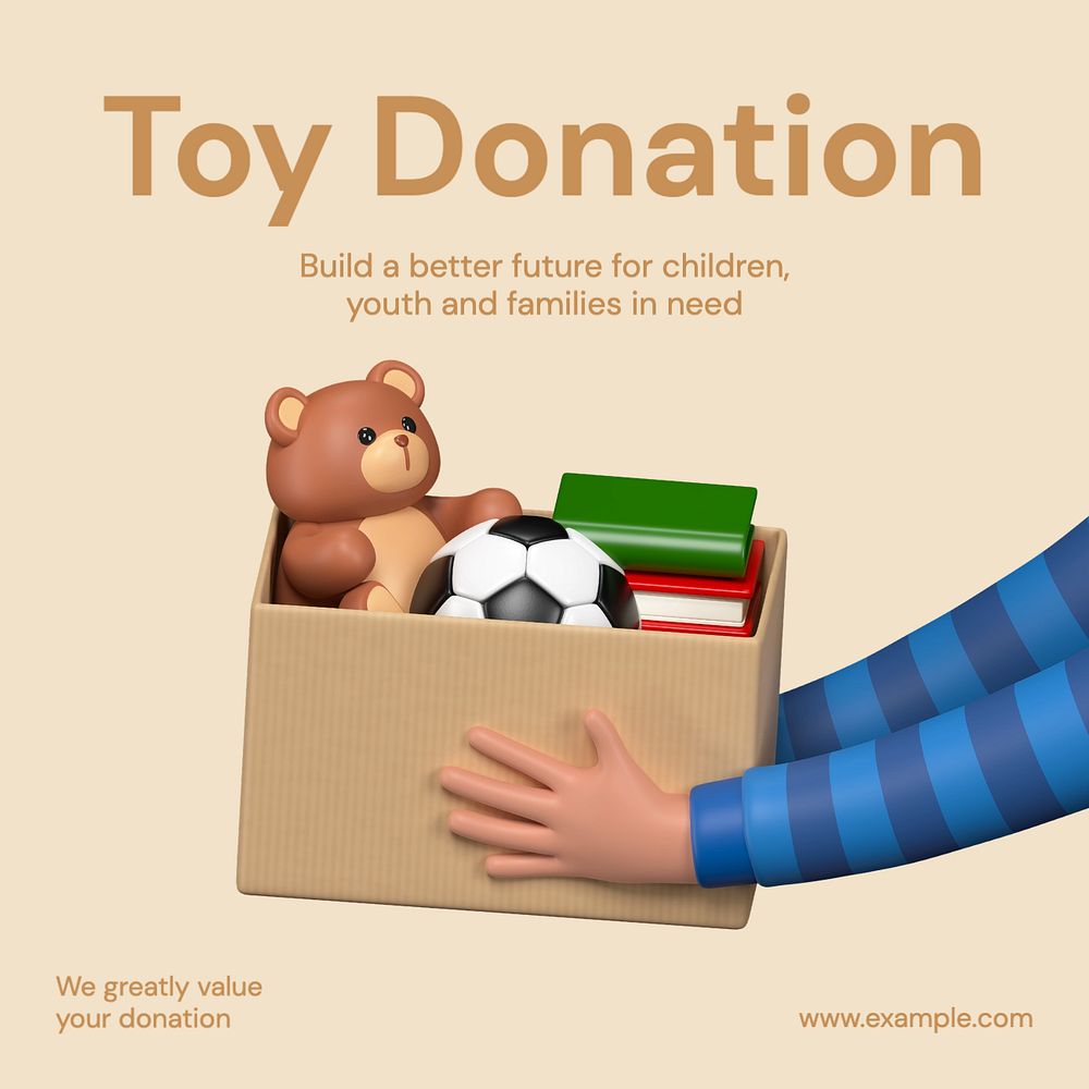 Toy donation Instagram post template, editable text