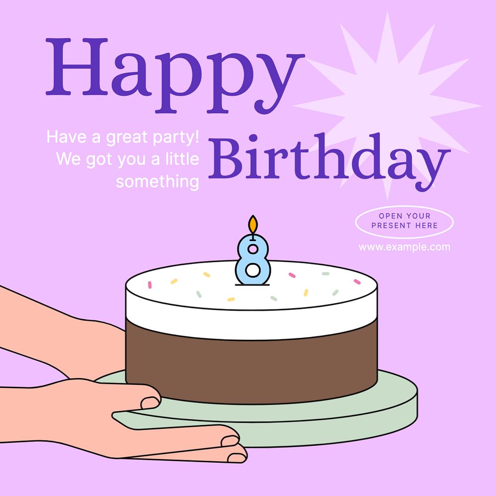 Birthday party Instagram post template, editable text