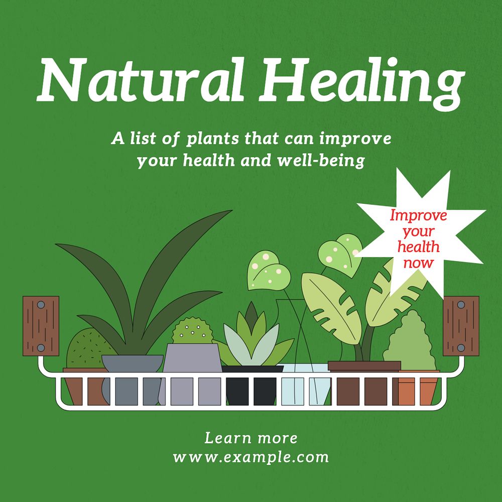 Natural healing Instagram post template, editable text