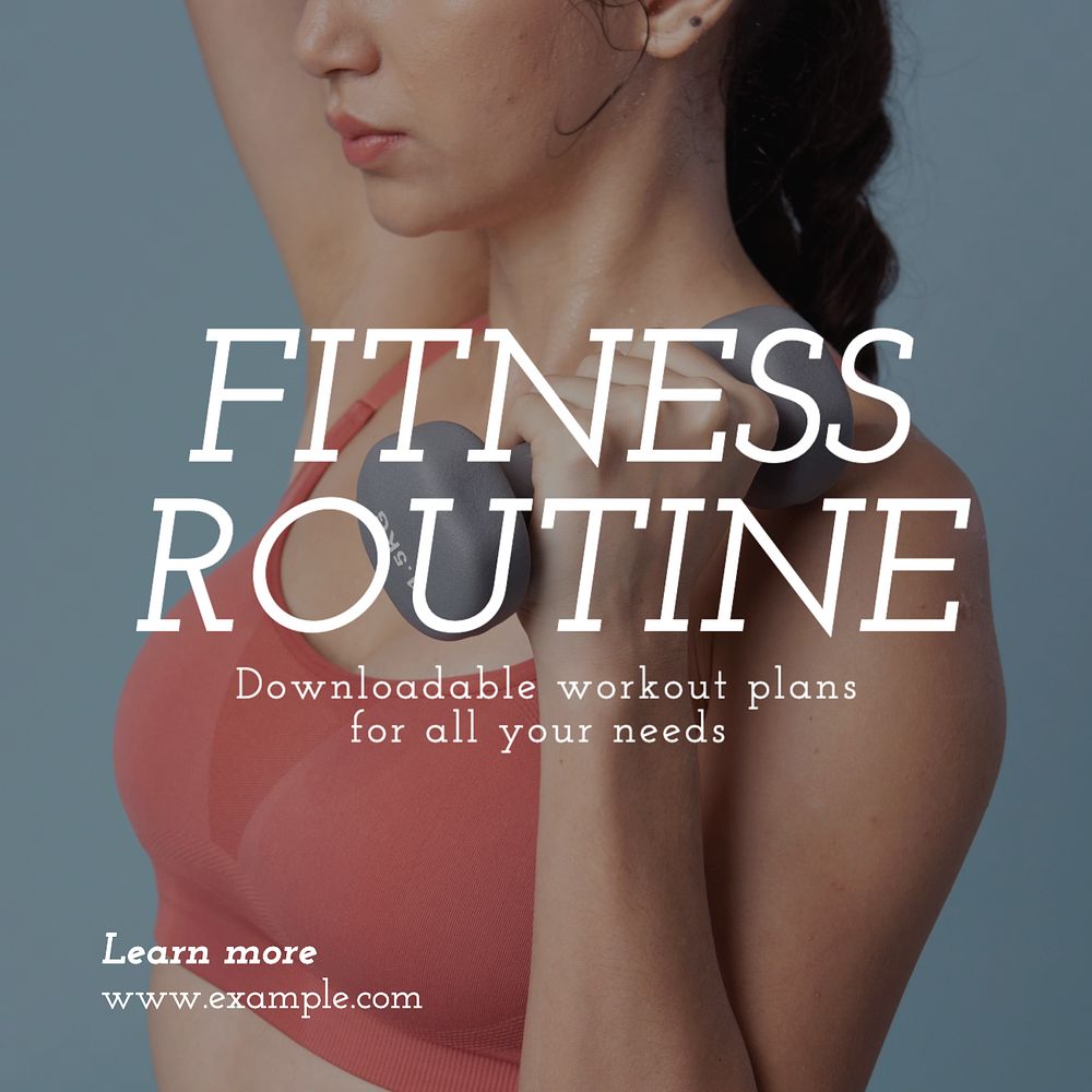 Fitness routine guides  Instagram post template, editable text