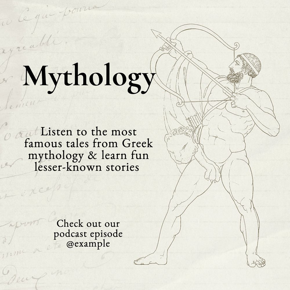 Greek mythology podcast  Instagram post template, editable text