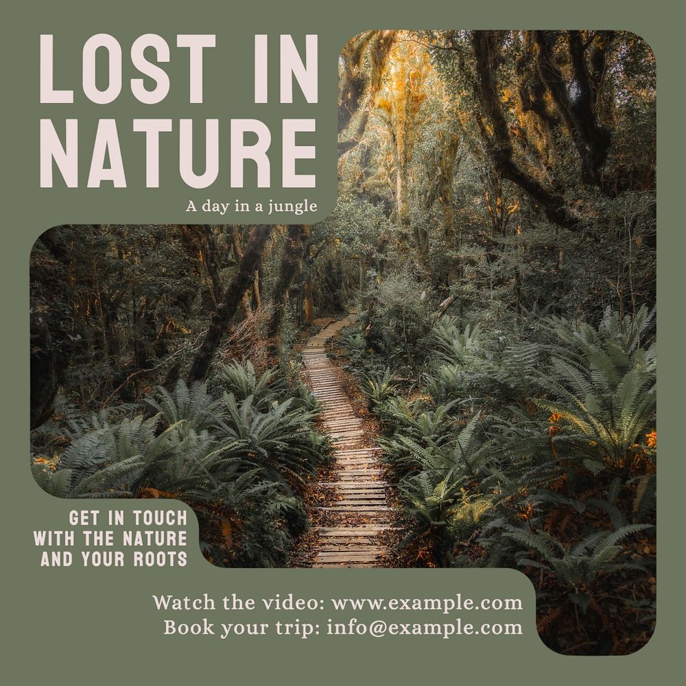 Lost in nature Instagram post template, editable text