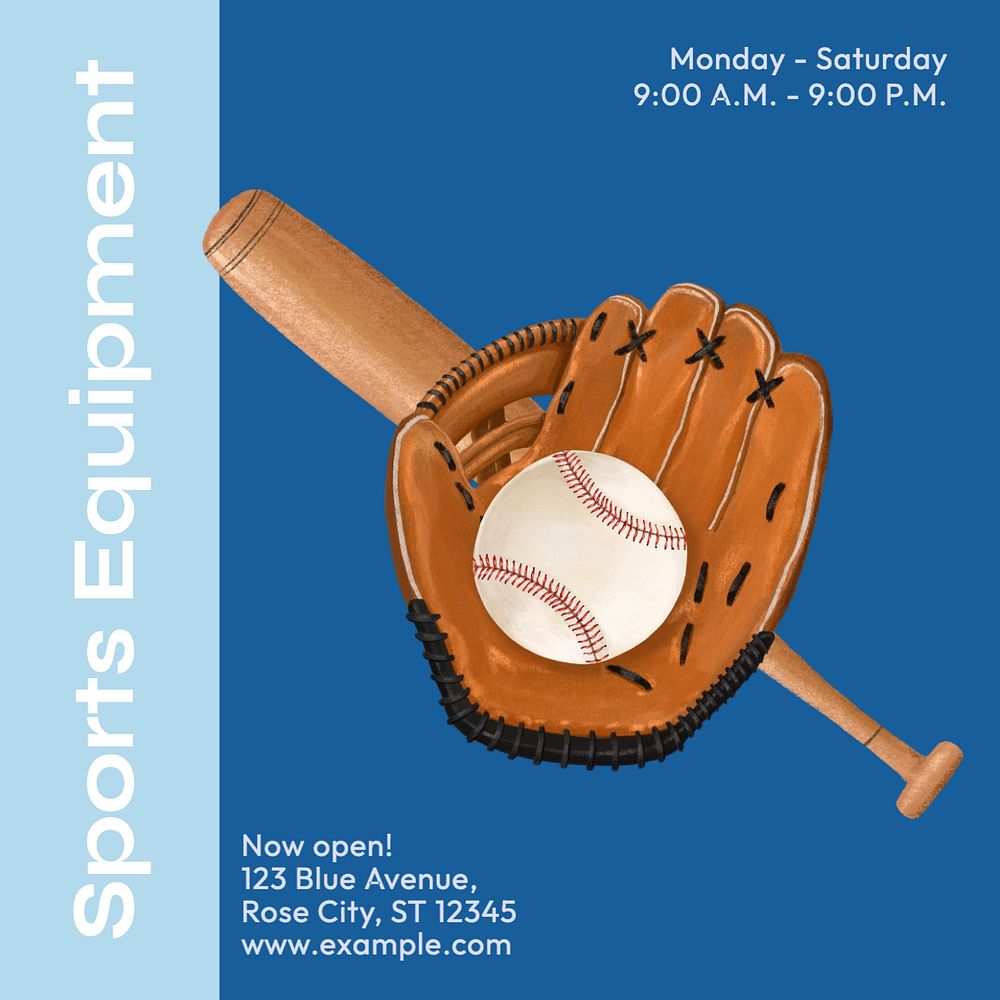 Sports equipment Instagram post template, editable text