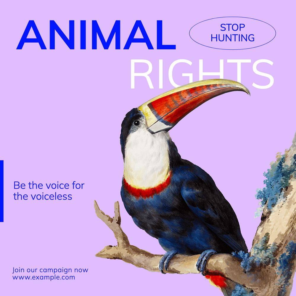 Animal rights Instagram post template, editable text