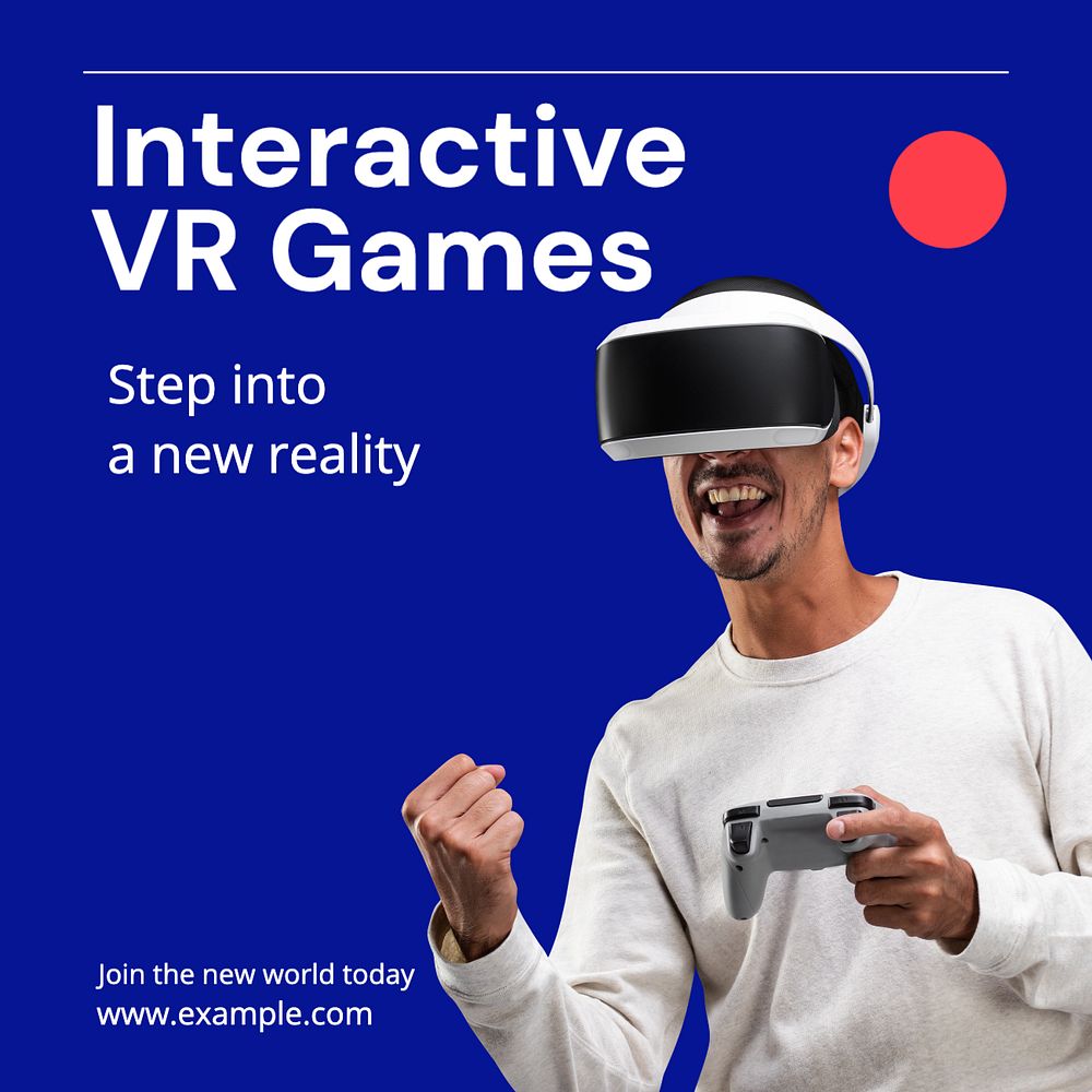 VR games Instagram post template, editable text