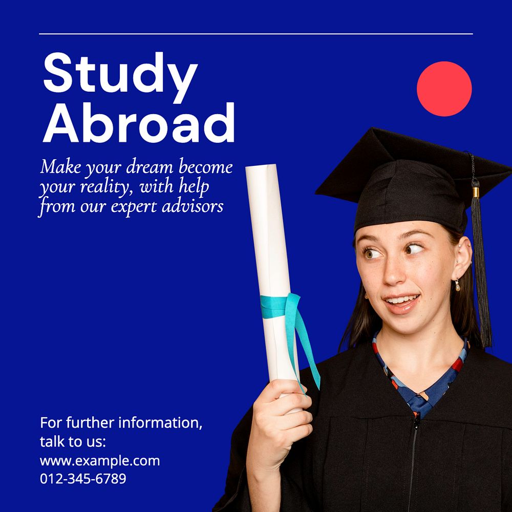 Study abroad Instagram post template, editable text