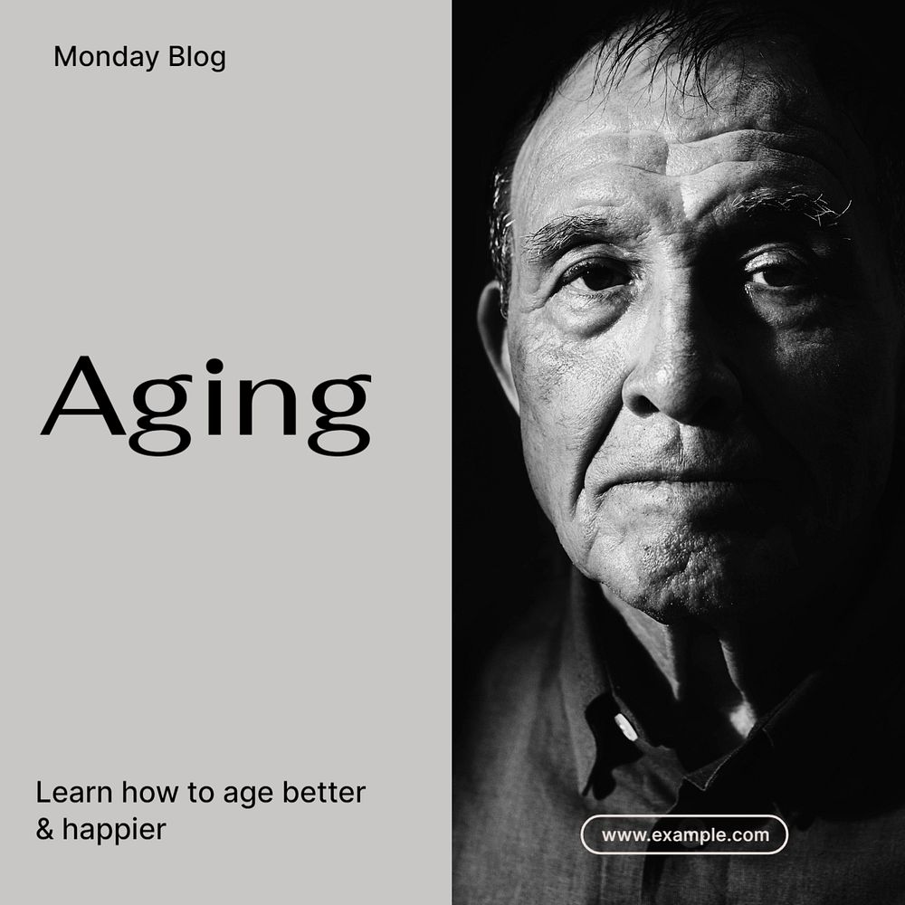 Aging Instagram post template, editable text