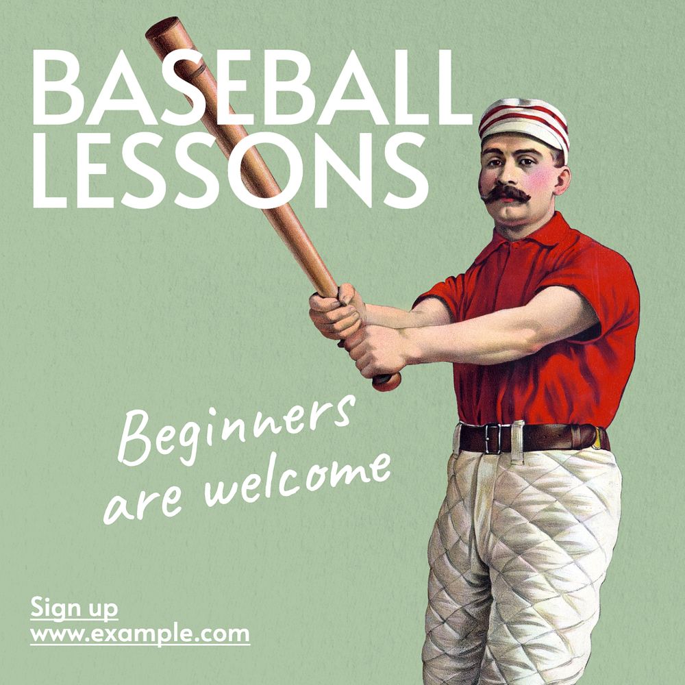 Baseball Instagram post template, editable text