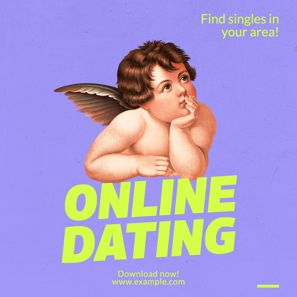 Online dating Instagram post template, editable text