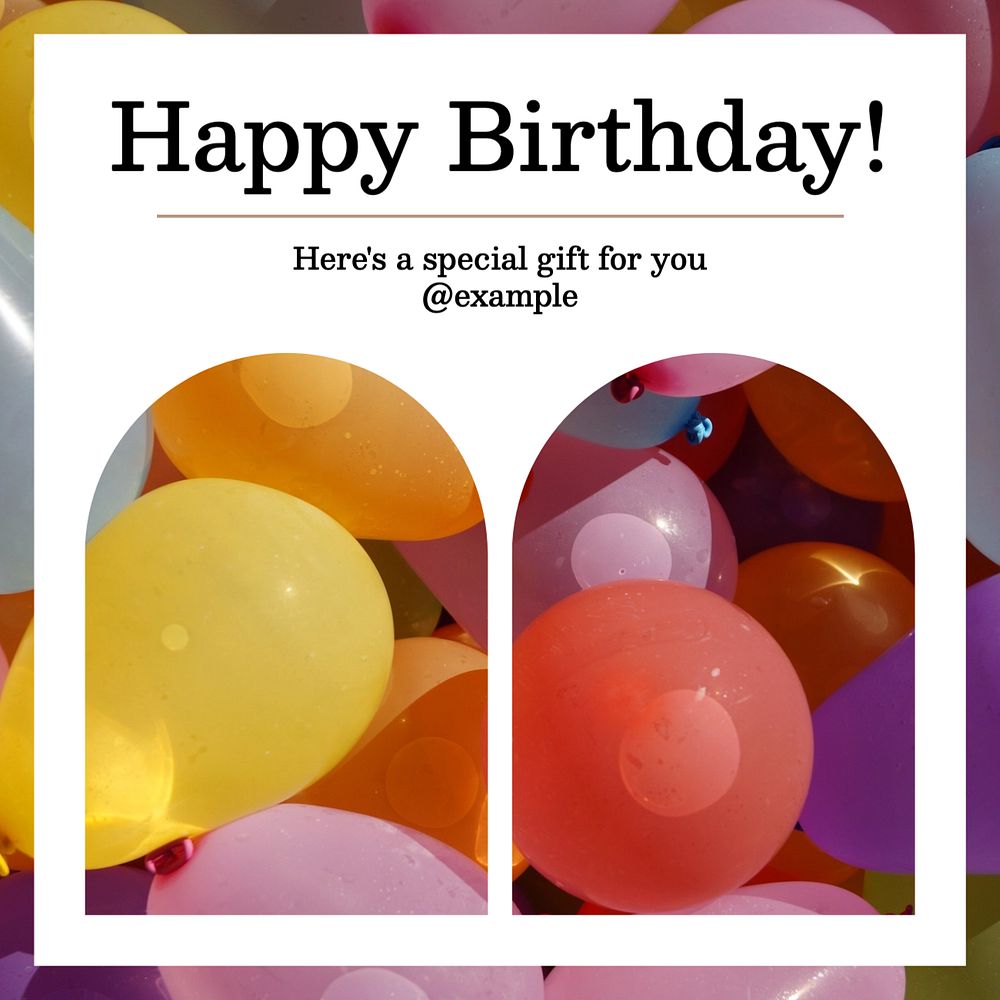 Happy birthday Instagram post template, editable text