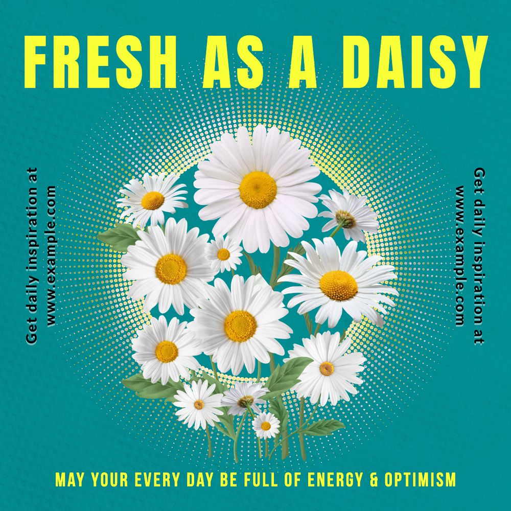 Daisy & positivity Instagram post template, editable text