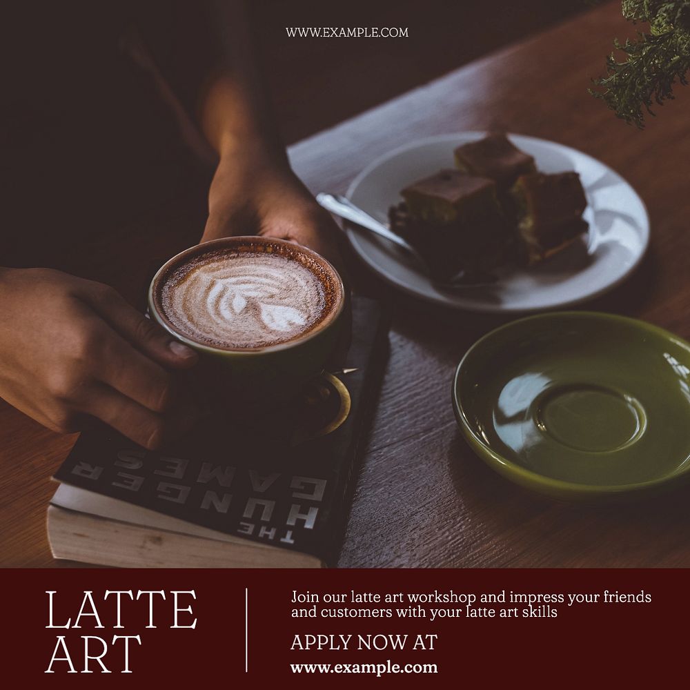 Latte art Instagram post template, editable text