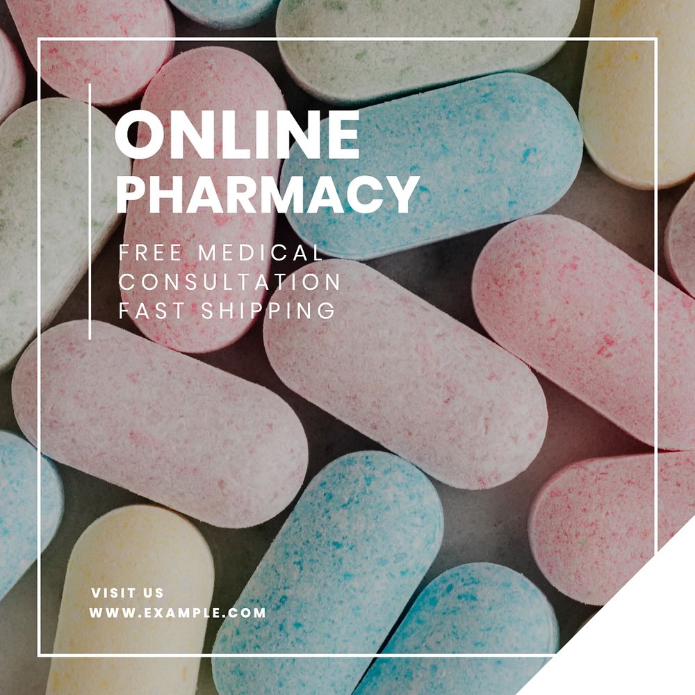 Online pharmacy Instagram story template, editable text