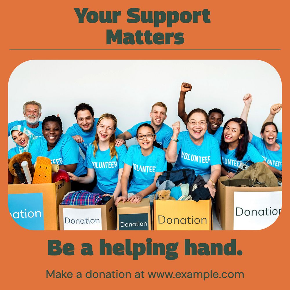 Support & donation Instagram post template, editable text