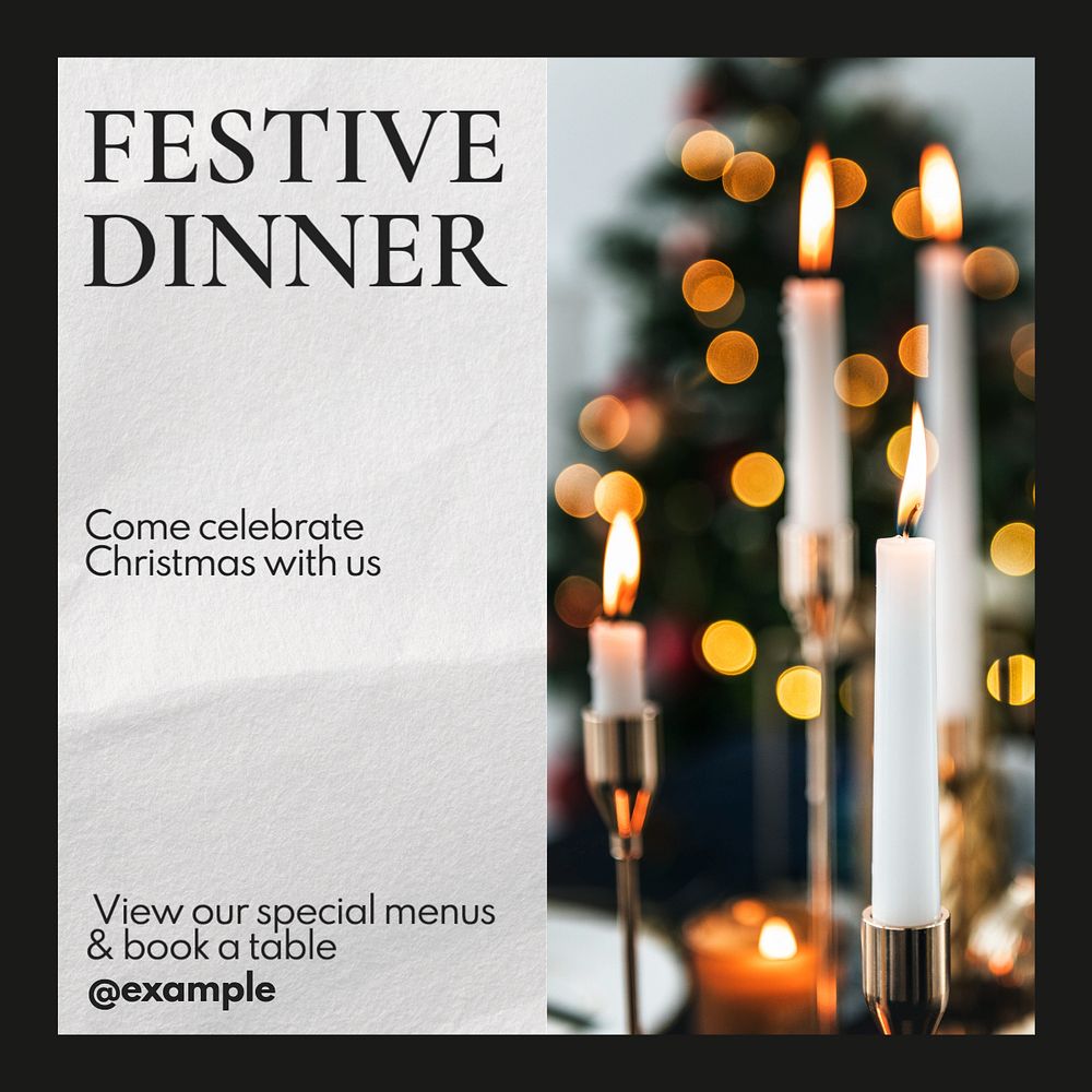 Christmas dinner Instagram post template, editable text