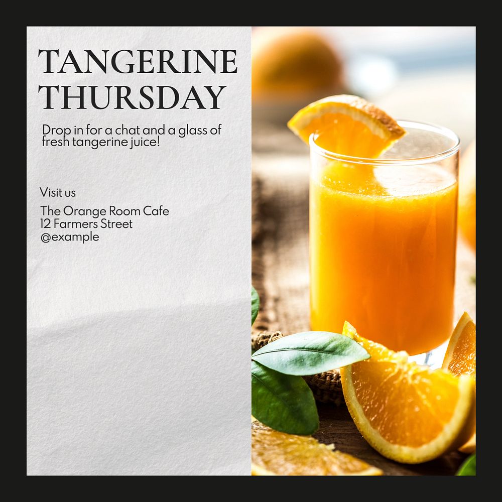 Tangerine Thursday Instagram post template, editable text