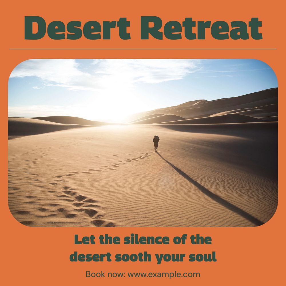 Desert retreat Instagram post template, editable text