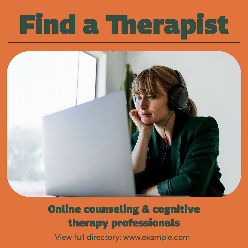 Find a therapist Instagram post template, editable text