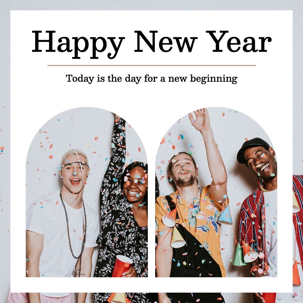 Happy new year Instagram post template, editable text