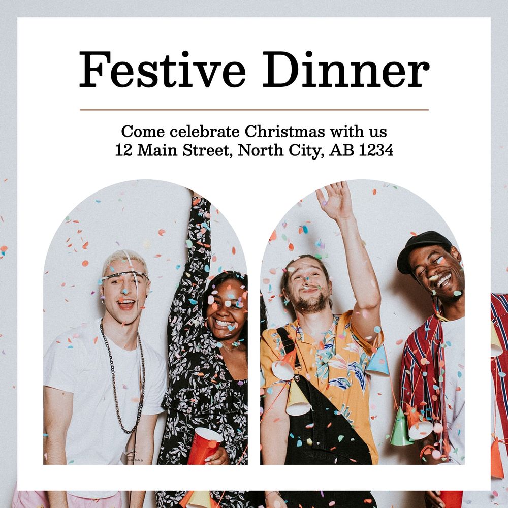 Christmas dinner Instagram post template, editable text