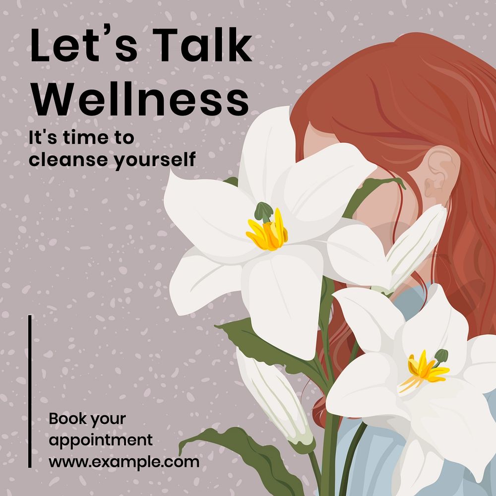 Wellness Instagram post template, editable text