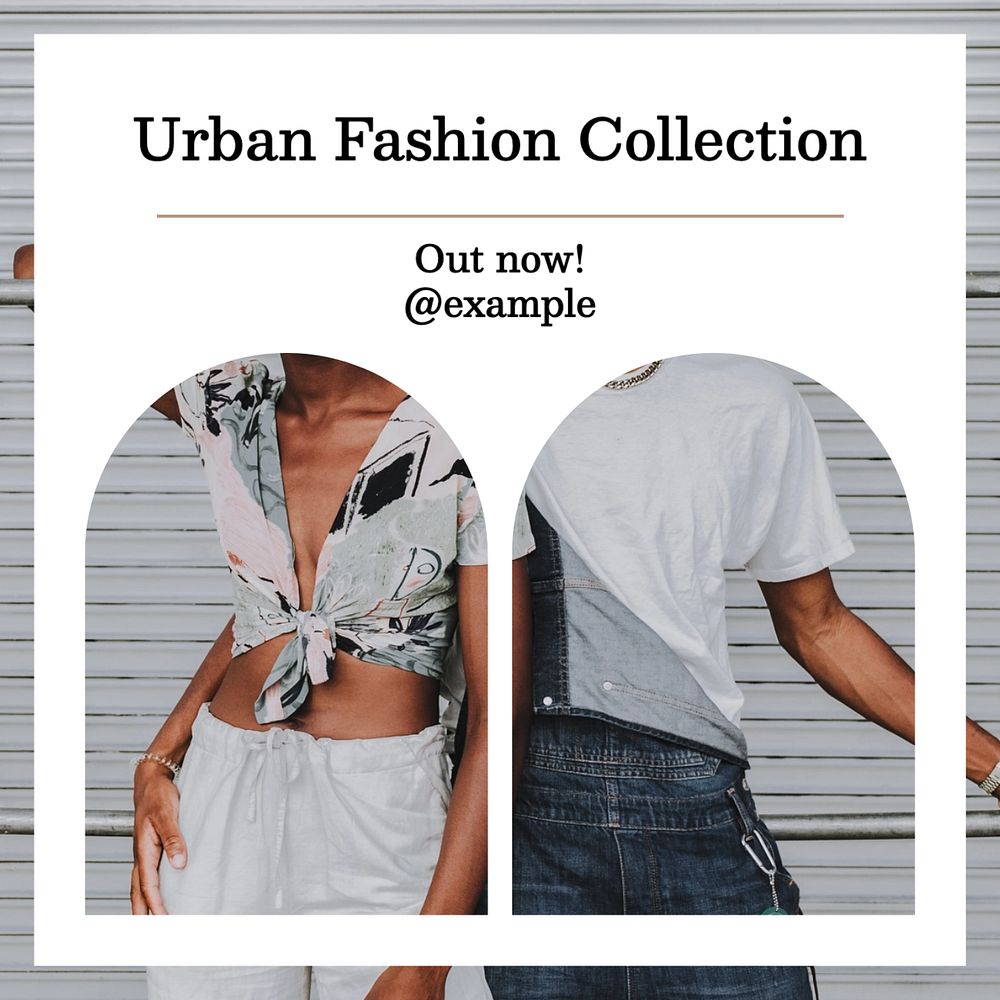 Urban fashion collection Instagram post template, editable text