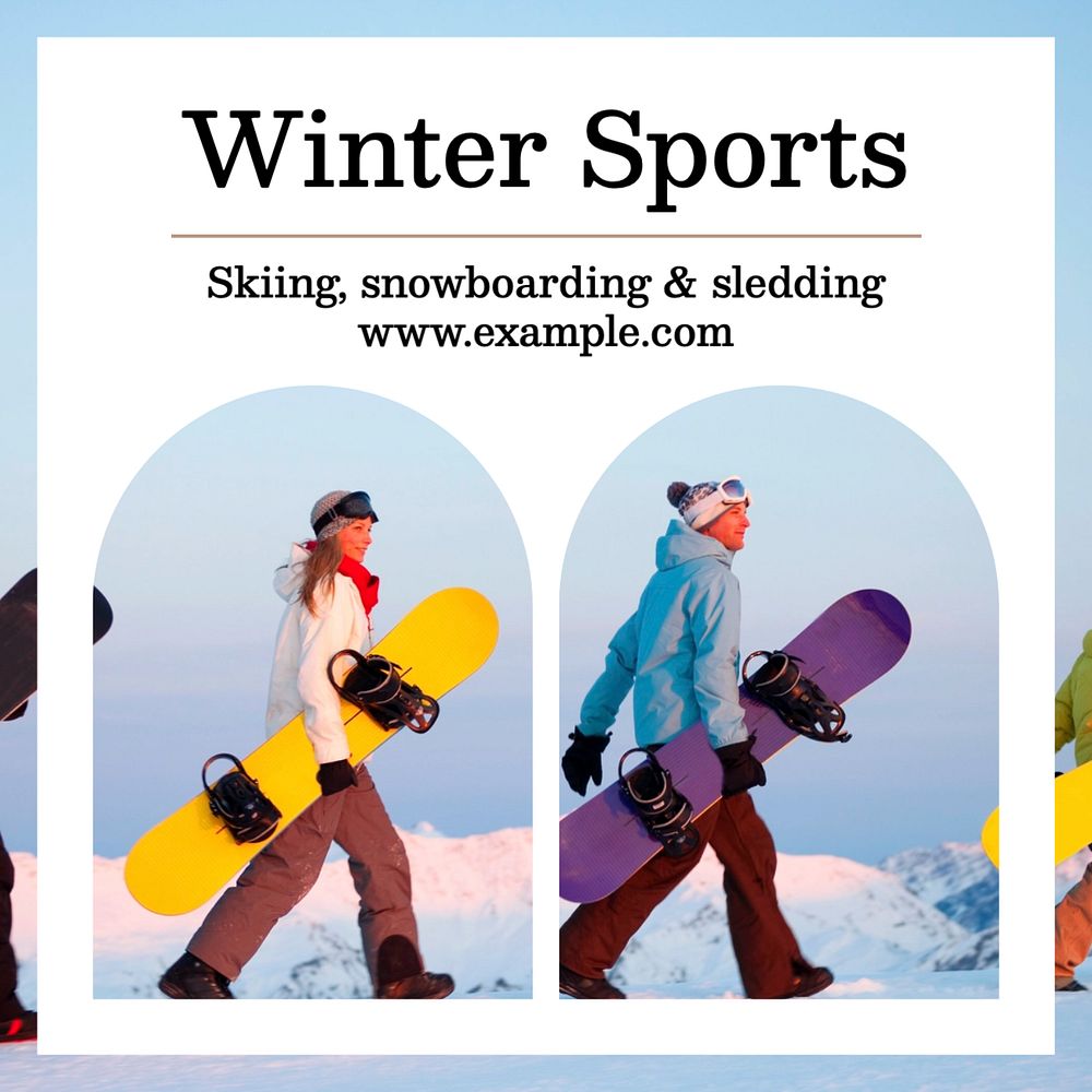 Winter sports Instagram post template, editable text