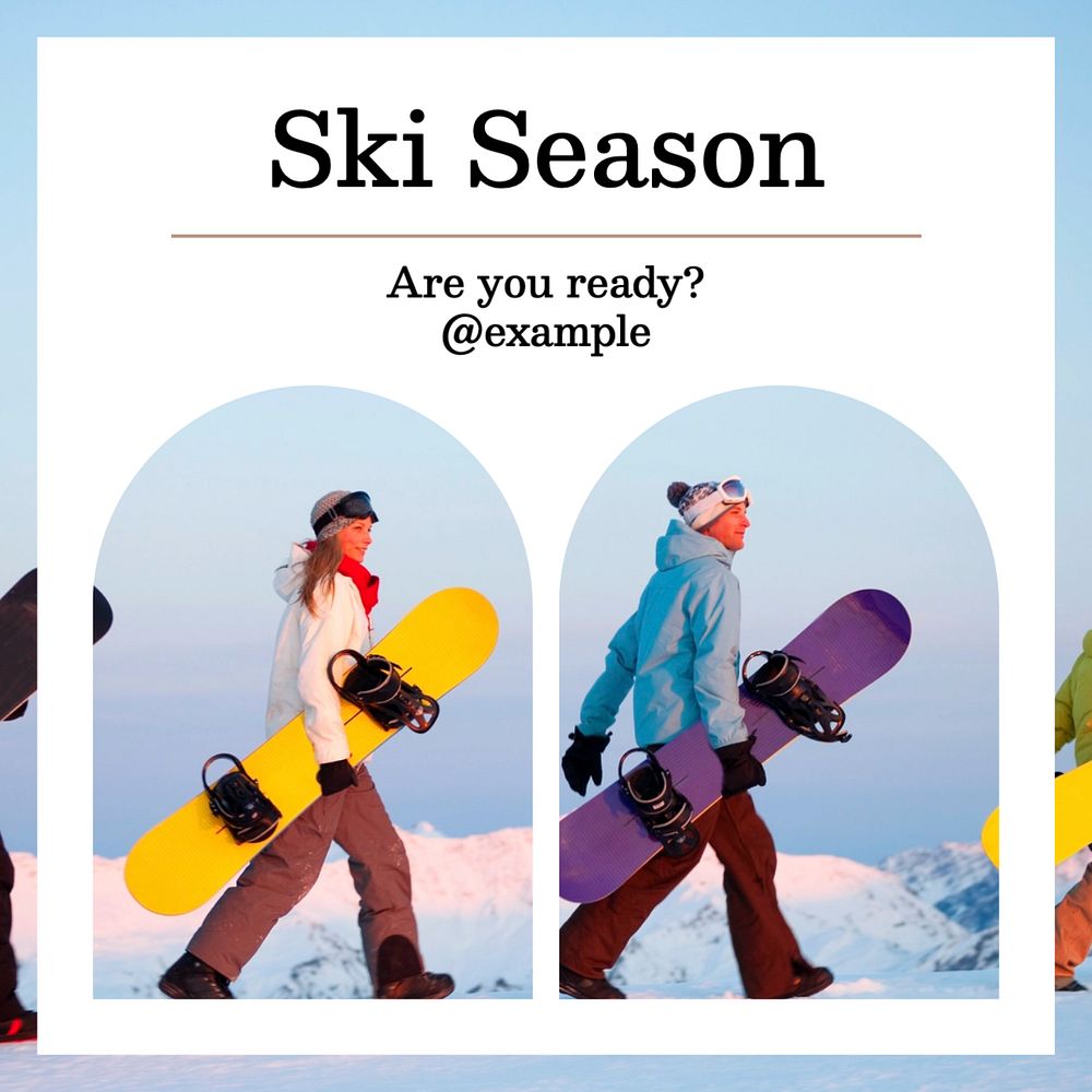 Ski lesson Instagram post template, editable text