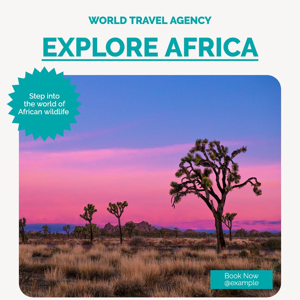 Explore africa Instagram post template, editable text