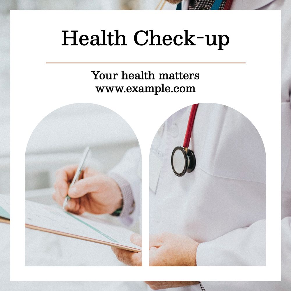 Health check-up Instagram post template, editable text