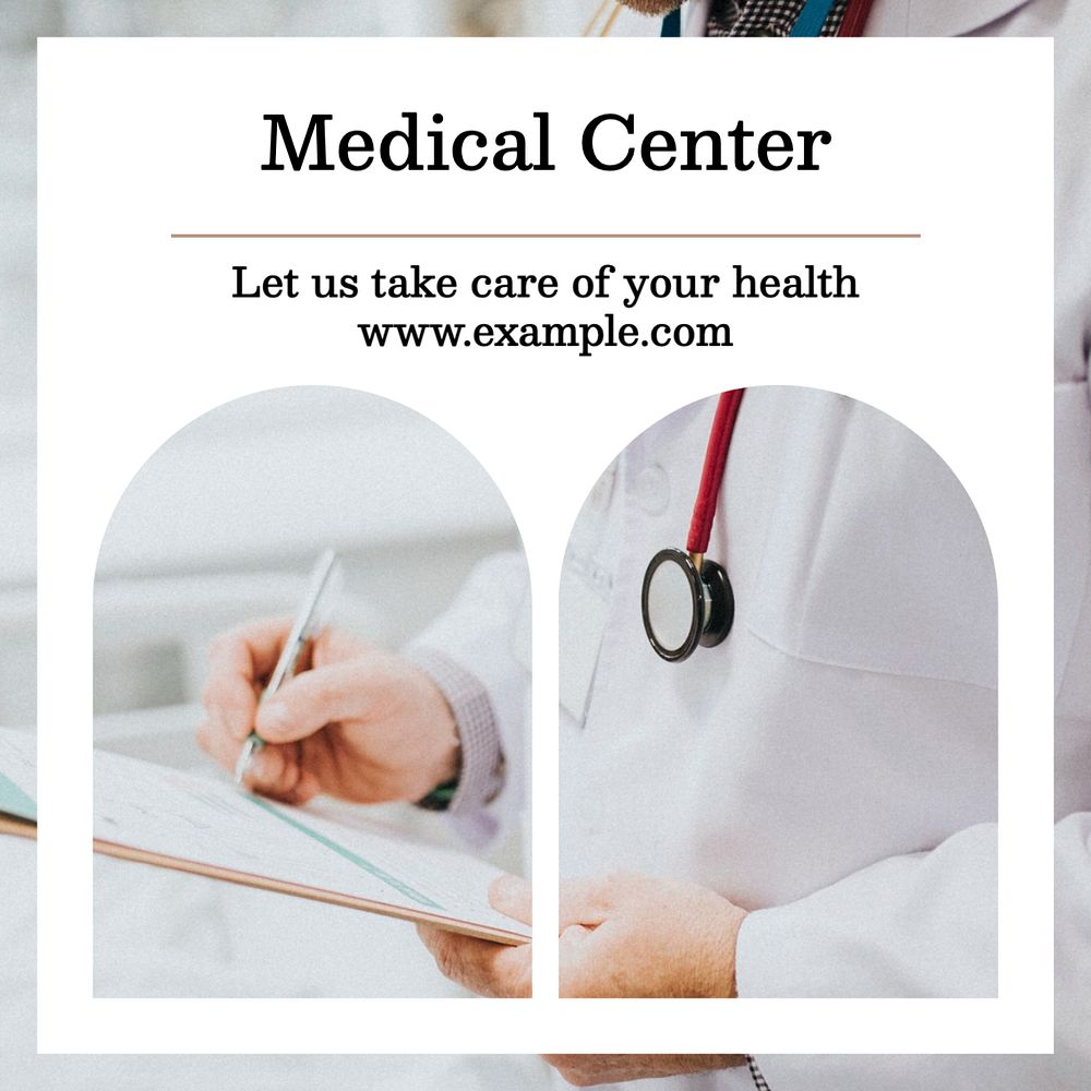 Medical center Instagram post template, editable text