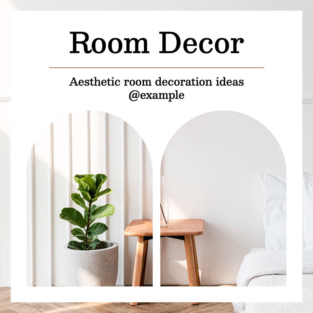 Room decor ideas Instagram post template, editable text