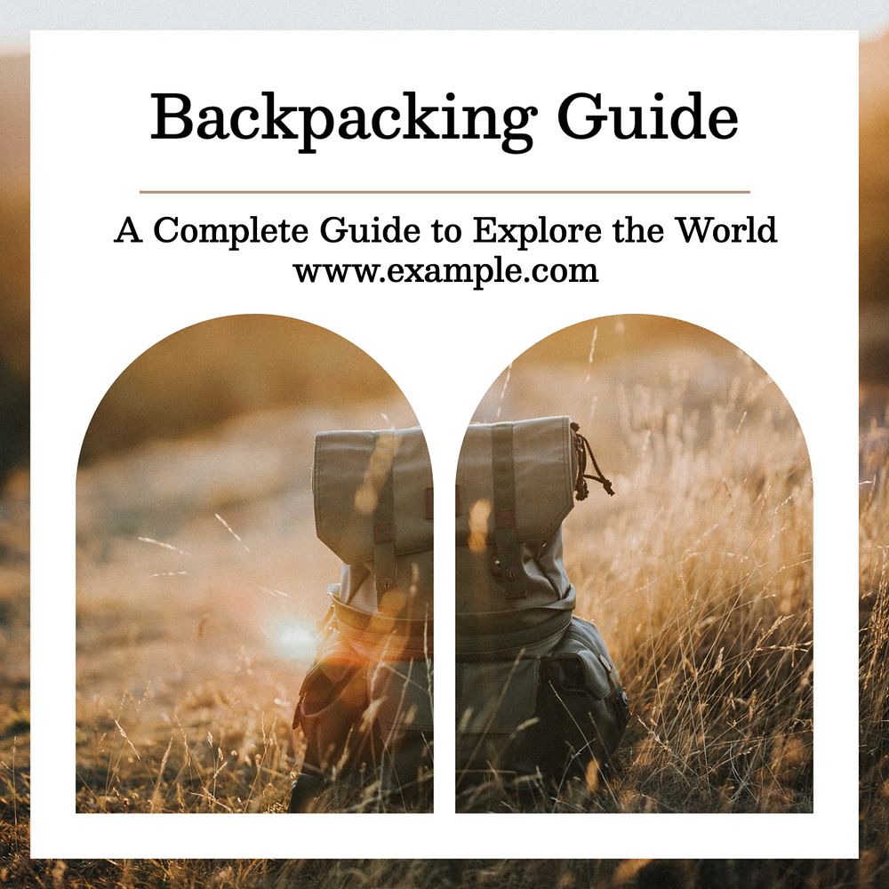 Backpacking guide Instagram post template, editable text