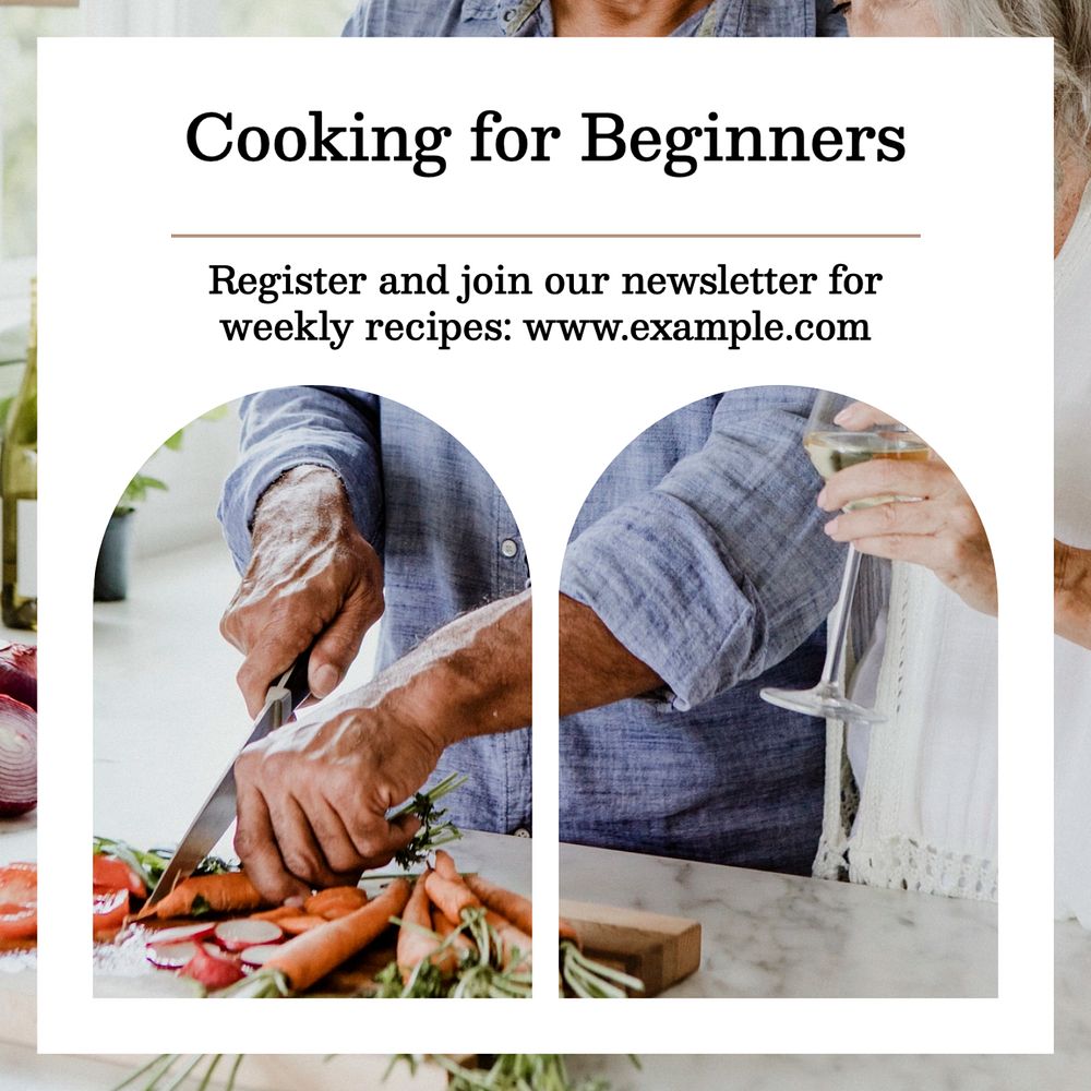 Cooking for beginners Instagram post template, editable text