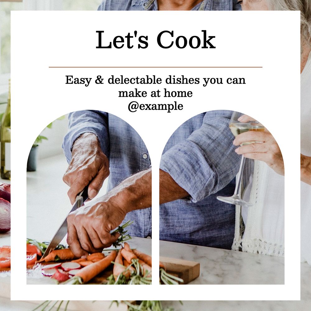 Cooking channel Instagram post template, editable text